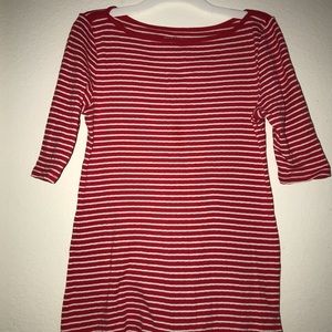 Old Navy shirt with red and white stripe.